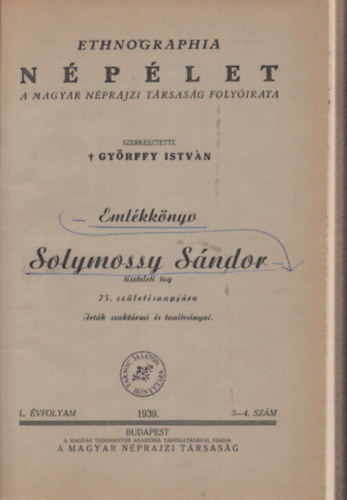 Solymossy Sndor - Emlkknyv