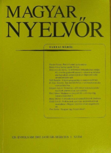 Magyar Nyelvr 126. vf. 2002. 1-4. szm (teljes)