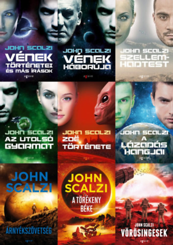 9 db John Scalzi sci-fi: A TELJES V�nek h�bor�ja sorozat: V�nek t�rt�netei �s m�s �r�sok + V�nek h�bor�ja + Szellemhadtest + Az utols� gyarmat + Zo� t�rt�nete + A l�zad�s hangjai + �rny�ksz�vets�g + A t�r�keny b�ke + V