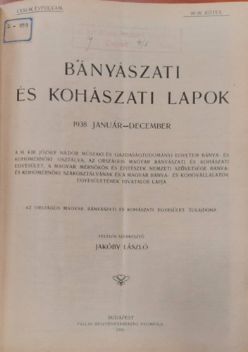 B�ny�szati �s koh�szati lapok 1938 janu�r - december