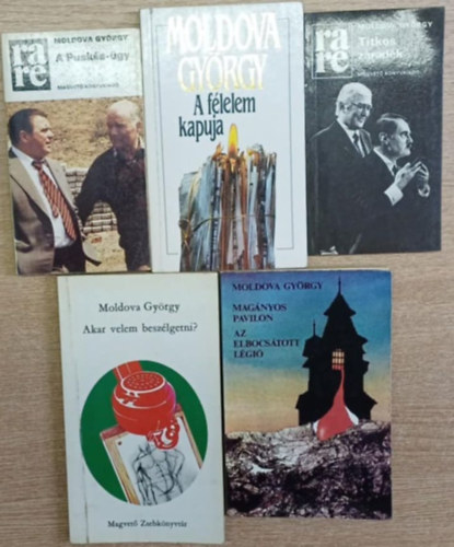 5 db Moldova Gy�rgy k�tet: Akar velem besz�lgetni? - A f�lelem kapuja - Mag�nyos pavilon / Az elbocs�tott l�gi� - A Pusk�s-�gy - Titkos z�rad�k