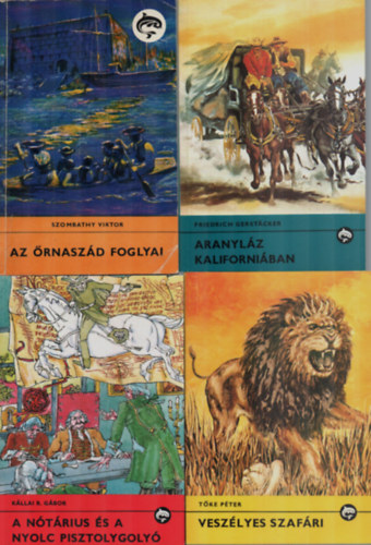 6 db Delfin knyvek egytt: Hadova papa s a mozdony galeri, Az rdngs Caprioli, Veszlyes szafri, Aranylz Kaliforniban, A ntrius s a nyolc pisztolygoly,Az rnaszd foglyai.