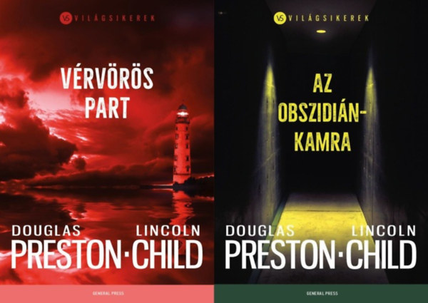 2 db Douglas Preston - Lincoln Child krimi a Pendergast sorozatb�l: V�rv�r�s part (Pendergast 15.) + Az obszidi�nkamra (Pendergast 16.) (a Pendergast sorozat 15. �s 16. r�sze)