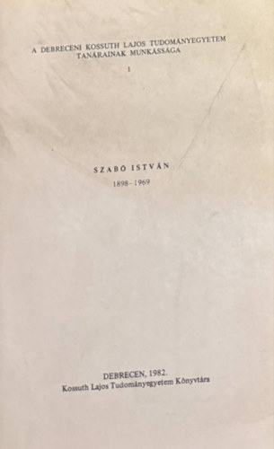 Szab Istvn 1898-1969 (Klnlenyomat)