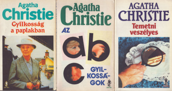 3 db AGatha Christie ktet: Gylkossg a paplakban - Az abc gyilkossgok - Temetn veszlyes