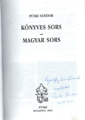 Pski Sndor - Knyves sors- Magyar sors- dediklt