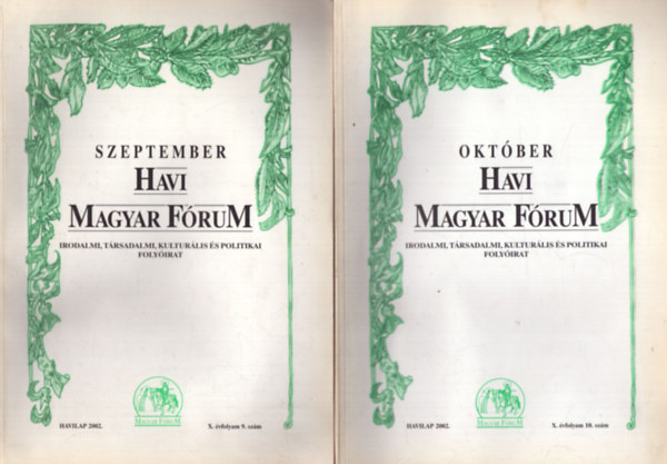 Havi Magyar Frum szrvnyszmok (2000./1., 2002./5, 9, 10., 2003./12. szmok)