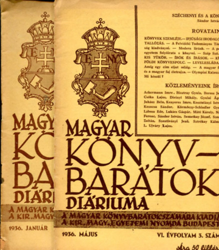 Nincs feltntetve - Magyar Knyvbartok Diriuma 1936 - janur s mjus (VI. vf 1. s 3. szm)