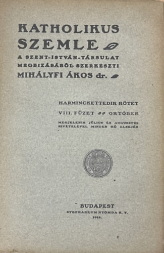 Katolikus szemle 1918. okt�ber