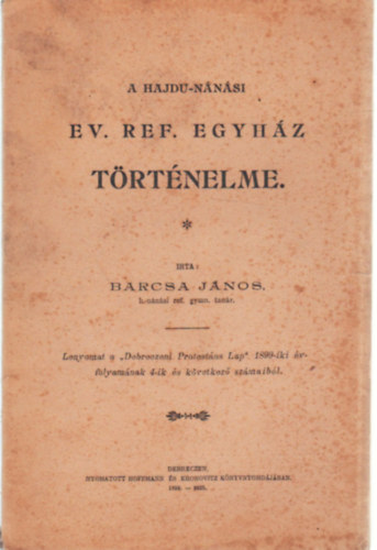 A Hajdu-n�n�si Ev. Ref. Egyh�z t�rt�nelme