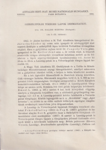 Szkelyfldi tzeges lpok desmidiacei - klnlenyomat