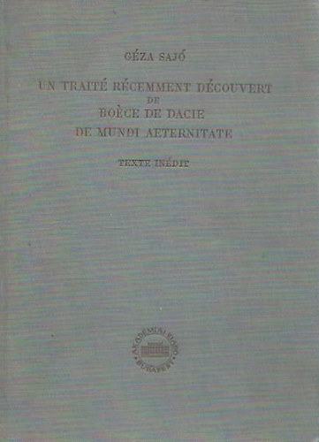 Un Trait Rcemment Dcouvert de Boce de Dacie de Mundi Aeternitate
