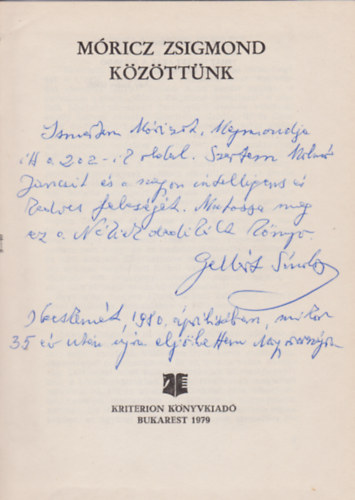 Mricz Zsigmond kzttnk (Dediklt)