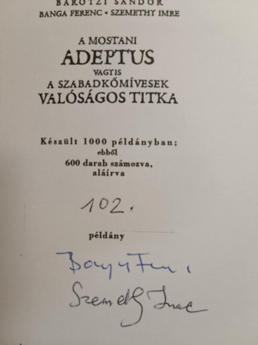 A mostani Adeptus vagyis a szabadkmvesek valsgos titka