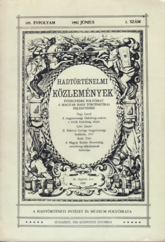 Hadtrtnelmi kzlemnyek 105. fvolyam 1992 jnius 2. szm