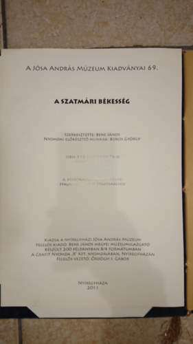 A szatm�ri b�kess�g (fac simile, reprint, oklev�l)