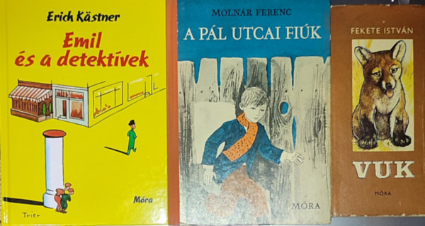 3db kötelező olvasmány - Erich Kastner-Emil és a detektívek; Molnár Ferenc-A Pál utcai fiúk; Fekete István-Vuk