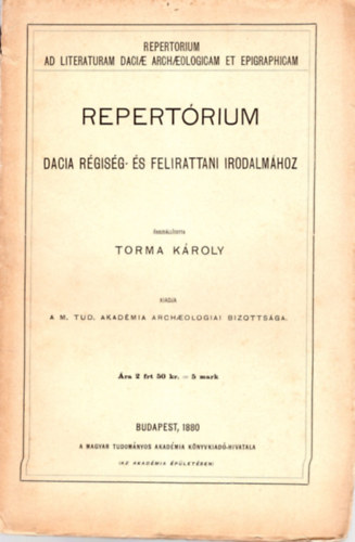 Repertrium Dacia rgisg- s felirattani irodalmhoz (1880)