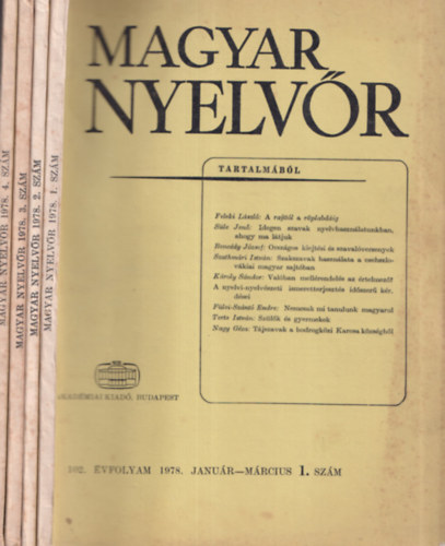 Magyar Nyelvr 1978/1-4. szm (teljes vfolyam)