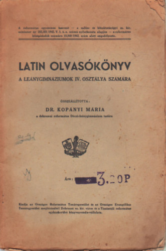 Latin olvasknyv - A lenygimnziumok IV. osztlya szmra