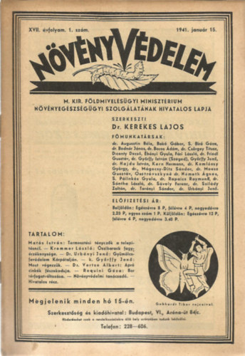 Nvnyvdelem XVII. vfolyam 1. szm - 1941. janur 15.