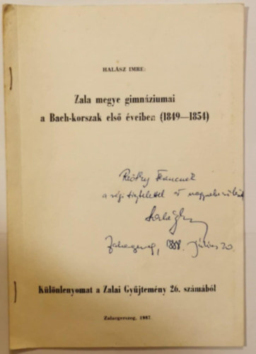 zala megye gimn�ziumai a bach-korszak els� �veiben (1849-1854)