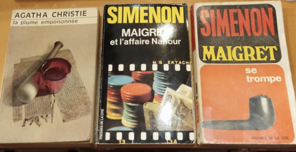 3 db krimi, francia nyelv: La plume empoisonne + Maigret se trompe + Maigret et l'affaire Nahour