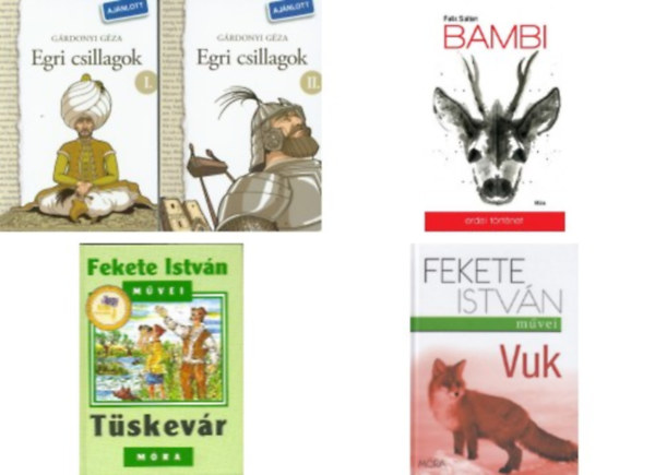 T�skev�r+Vuk+Bambi+Egri Csillagok I.-II.- 5 db k�nyv