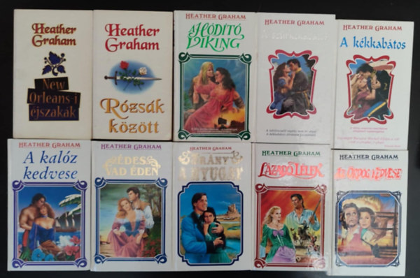 Heather Graham romantikus knnyvcsomag (10 db) New Orleans-i jszakk  / Rzsk kztt / A hdt viking / A szrkekabtos / A kkkabtos / A kalz kedvese / des vad den / Irny a nyugat / Lzad llek / Az rdg kedvese