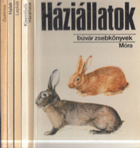 5 db B�v�r zsebk�nyvek: �s�llatok + Halak + Lepk�k + Kiseml�s�k + H�zi�llatok