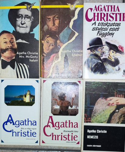 6db Agatha Christie knyv - Hz a vilg vgn; Harmadik lny; Nemezis; A titokzatos stylesi eset-Fggny; jfltjt; Mrs. McGinty halott