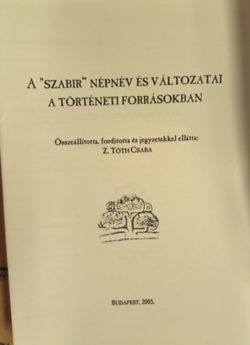 A "szabir" npnv s vltozatai a trtneti forrsokban