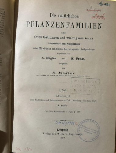 Die Natrlichen Pflanzenfamilien I. Teil I. Hafte 1909.