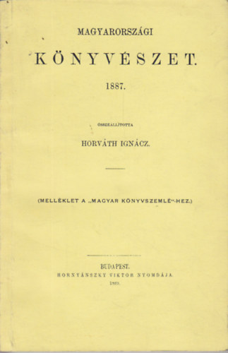 Magyarorszgi knyvszet 1887