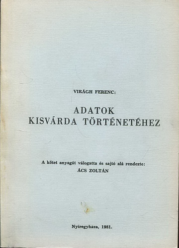 Virgh Ferenc - Adatok Kisvrda trtnethez