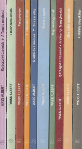 12 db. Wass Albert m� 10 k�tetben: Kar�csonyi �zenetek + A Temet� megindul + Tizenh�rom almafa + Farkasverem + A titokzatos �zbak + A k�lt� �s a macska + Te �s a vil�g + Elv�sz a nyom + Magukrahagyottak + Igazs�got Erd�lynek! + Mire a