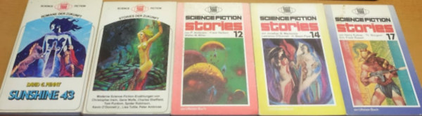 5 db Ullstein 2000 novellsktet: Sunshine 43 (480) + Stories der Zukunft (380) + Science Fiction Stories 12 + 14 + 17 (5 ktet)