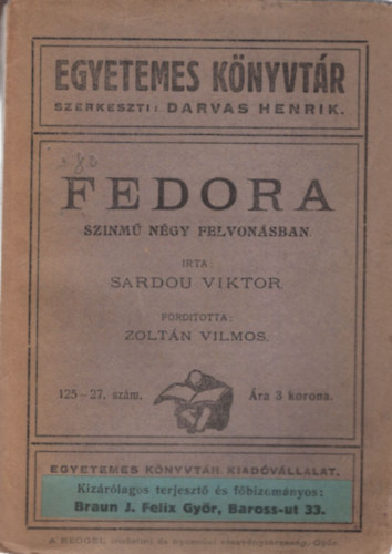 Fedora - Sznm ngy felvonsban- 1. kiads