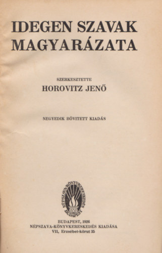 Horowitz Jen - Idegen szavak magyarzata