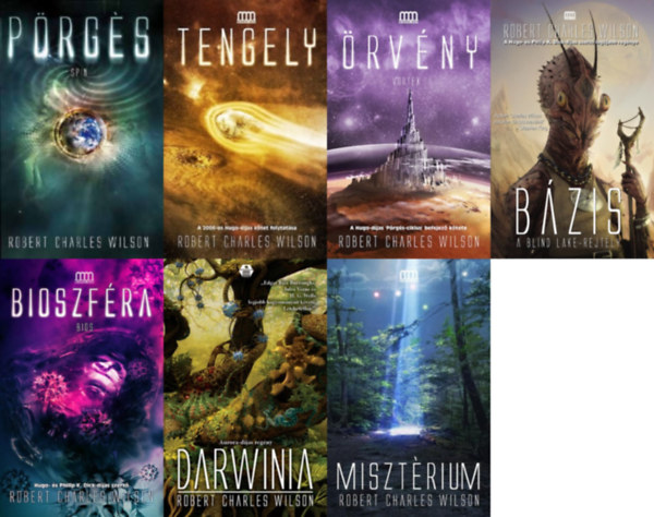 7 db Robert Charles Wilson sci-fi reg�ny: a TELJES P�rg�s tril�gia: 1. P�rg�s + 2. Tengely + 3. �rv�ny + B�zis - A Blind Lake-rejt�ly + Bioszf�ra + Darwinia + Miszt�rium (a TELJES P�rg�s tril�gia  �s a szerz� n�gy �n�ll�an meg