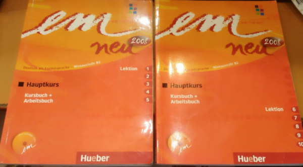 2 db nyelvknyv: Em Neu 2008 - B2 - Abschlusskurs (Kursbuch + Arbeitsbuch) - Lektion 1-5 + 6-10)