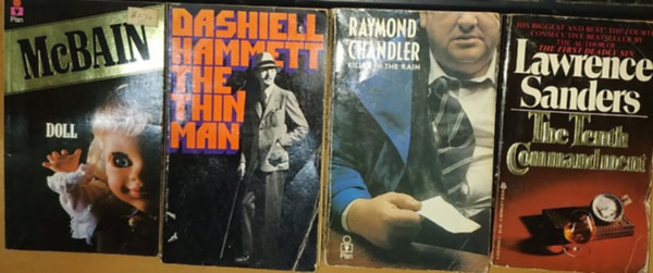 Dashiell Hammett, Raymond Chandler, Lawrence Sanders Ed McBain - 4 db Noir krimi: Doll + Killer in the Rain + The Tenth Commandment + The Thin Man
