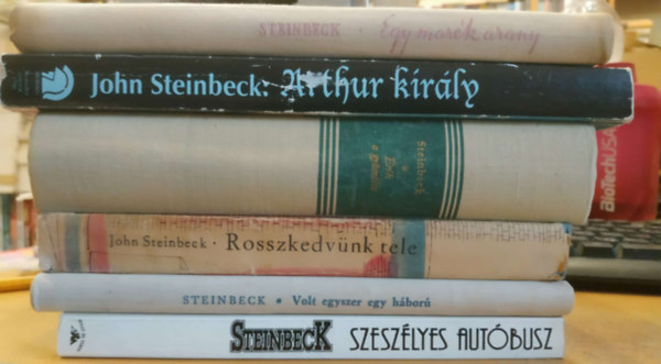 6 db John Steinbeck: Szesz�lyes aut�busz; Volt egyszer egy h�bor�; Rosszkedv�nk tele; �rik a gy�m�lcs; Arth�r kir�ly; Egy mar�k arany