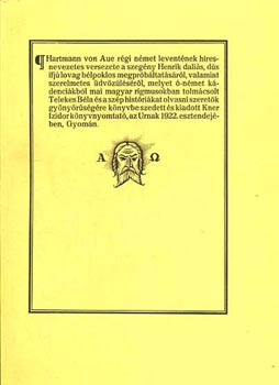 Hartmann von Aue rgi nmet leventnek ... (Reprint)