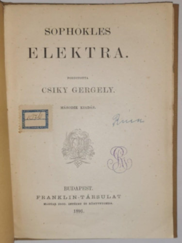 Elektra  forditotta Csiky Gergely