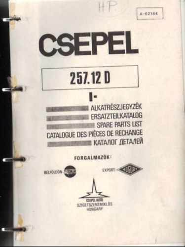 Csepel  257.12 D I- Alkatrszjegyzk