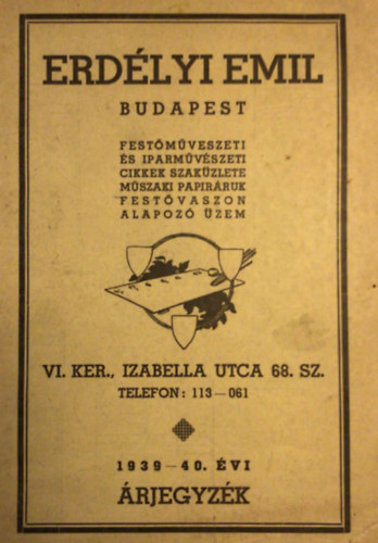 Festmvszeti s iparmvszeti cikkek rjegyzke 1939-40.