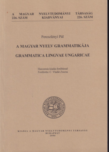 A magyar nyelv grammatikja- Grammatica Lingvae Ungaricae