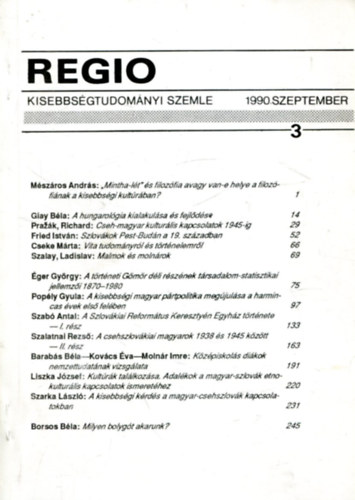 REGIO - Kissebbsgtudomnyi szemle (1990 szeptember)