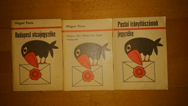 A Magyar Posta 3 kiadvnya: Budapest utcajegyzke + Debrecen, Gyr, Miskolc, Pcs, Szeged utcajegyzke + Postai irnytszmok jegyzke